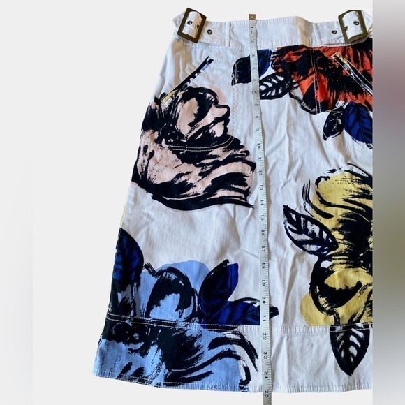 Anthropologie Maeve - White Denim Floral Belt Skirt - Picture 8 of 10